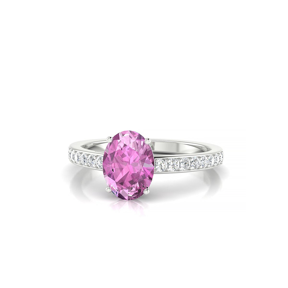 Promise | 18k White Gold 8 x 6 mm Oval Pink Sapphire Ring