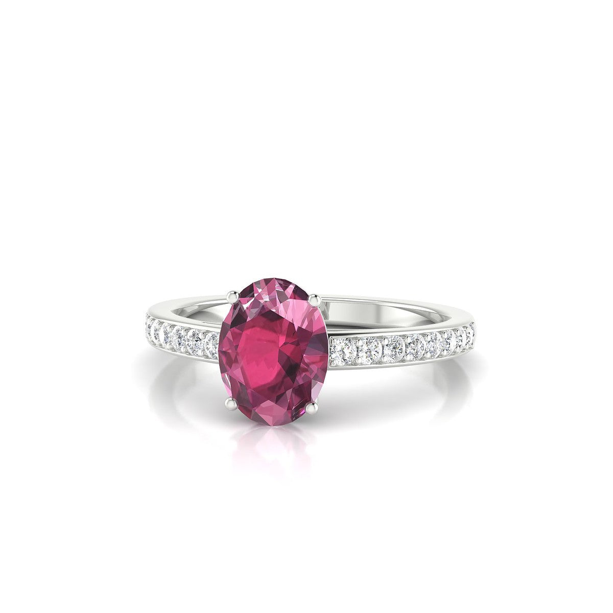 Promise | 18k White Gold 8 x 6 mm Oval Rhodolite Ring