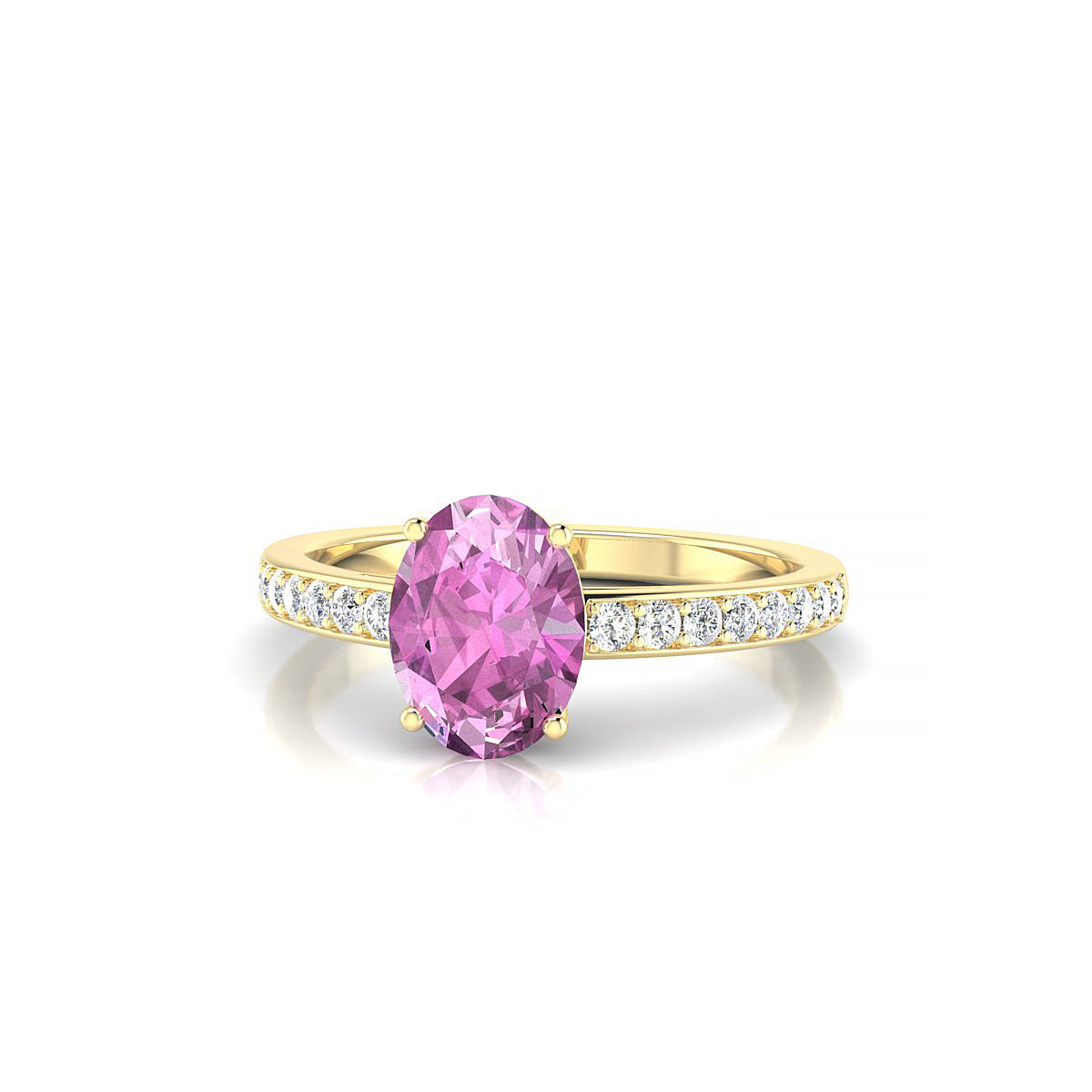 Promise | 18k Yellow Gold 8 x 6 mm Oval Pink Sapphire Ring
