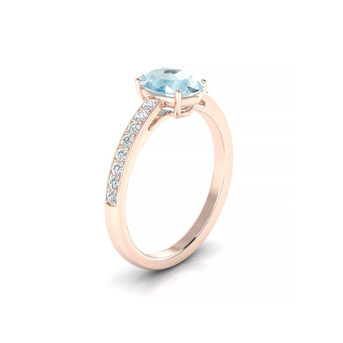 Promise | 18k Rose Gold 8 x 6 mm Oval Aquamarine Ring