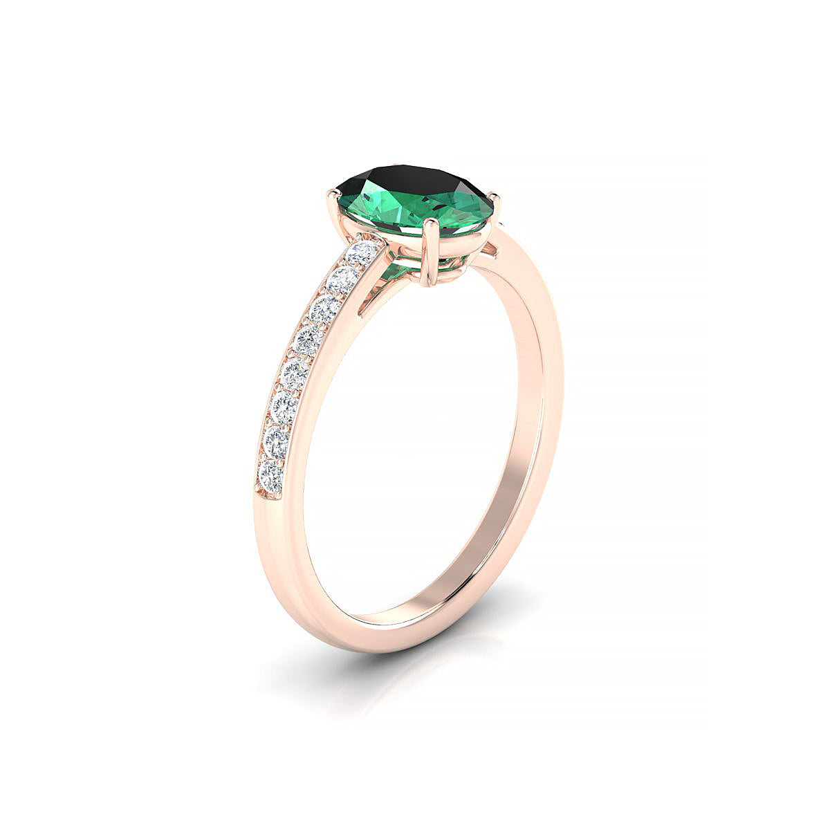 Promise | 18k Rose Gold 8 x 6 mm Oval Emerald Ring