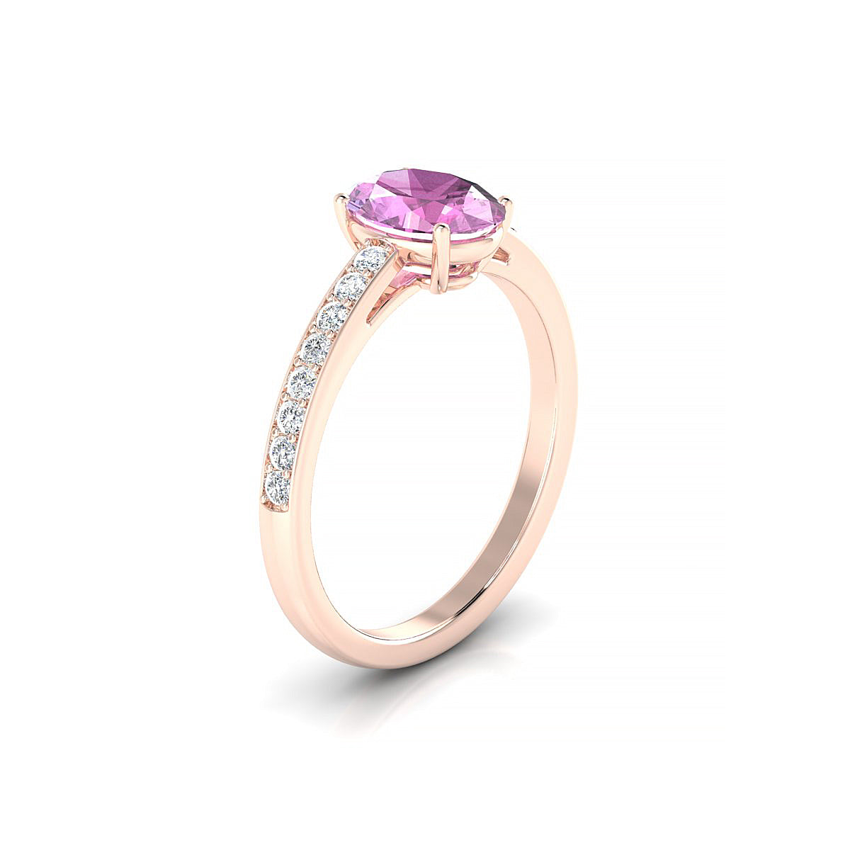 Promise | 18k Rose Gold 8 x 6 mm Oval Pink Sapphire Ring