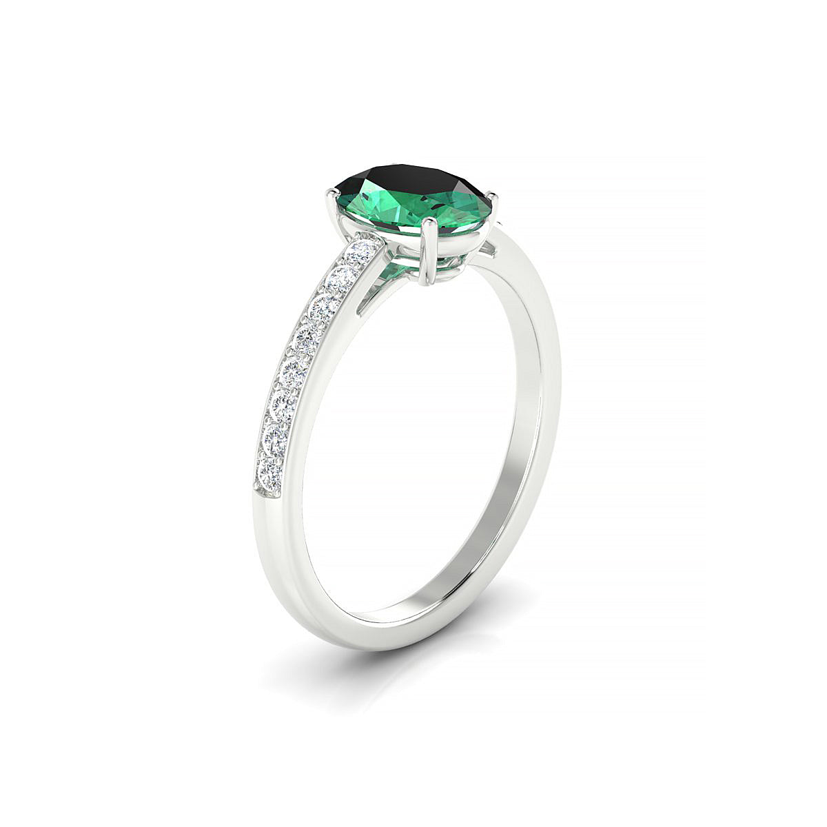 Promise | 18k White Gold 8 x 6 mm Oval Emerald Ring