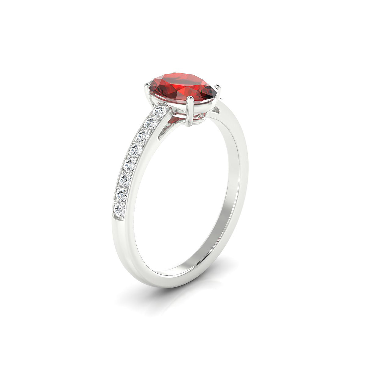 Promise | 18k White Gold 8 x 6 mm Oval Garnet Ring