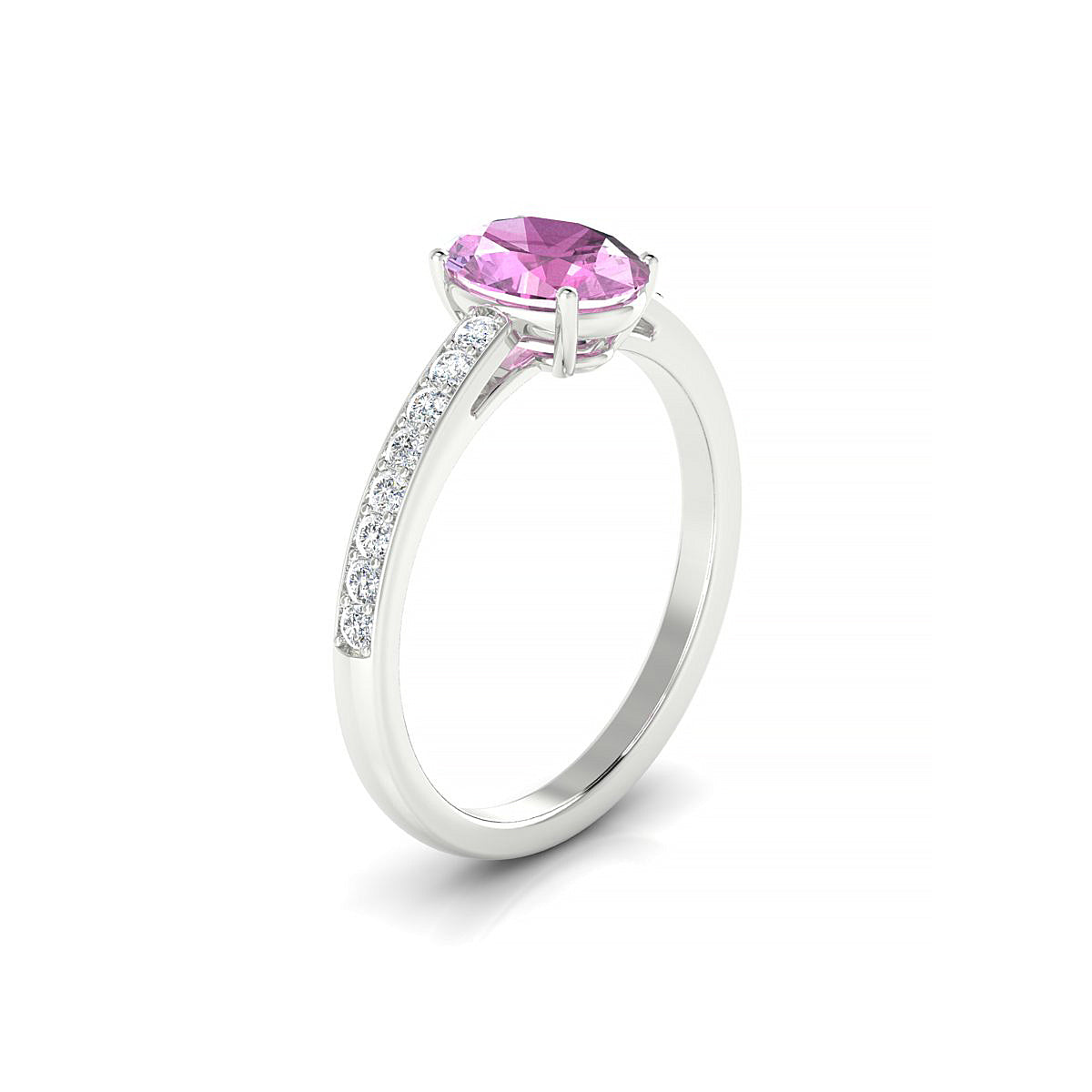 Promise | 18k White Gold 8 x 6 mm Oval Pink Sapphire Ring