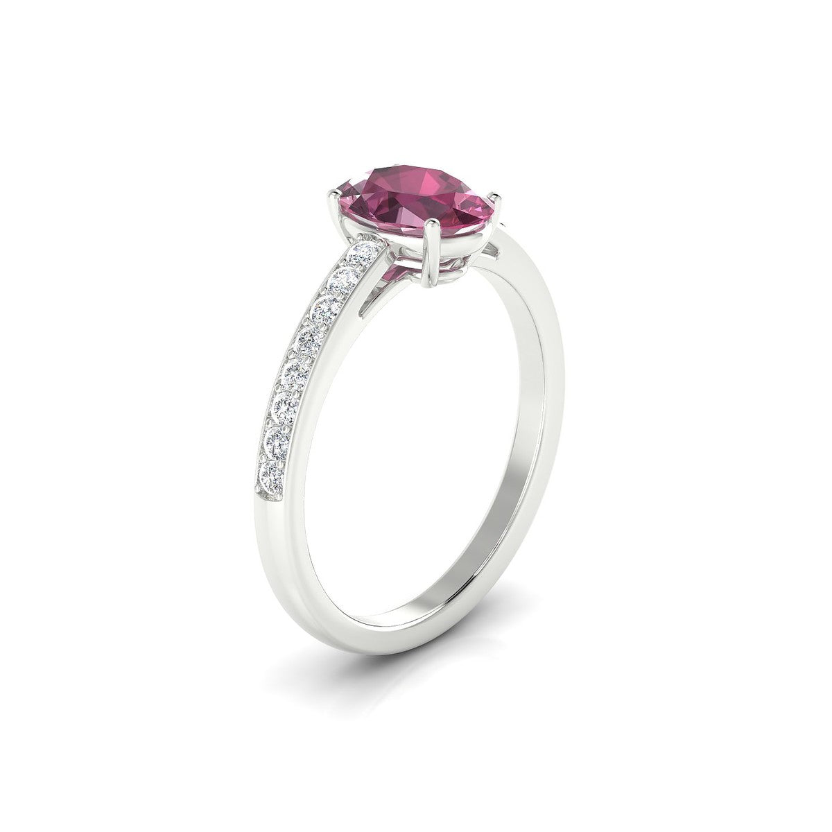 Promise | 18k White Gold 8 x 6 mm Oval Rhodolite Ring
