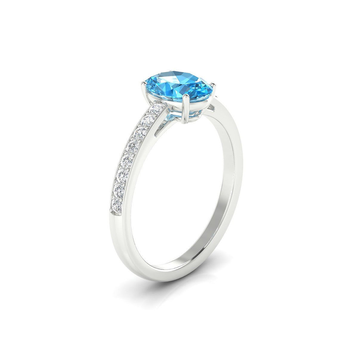 Promise | 18k White Gold 8 x 6 mm Oval Topaz Ring