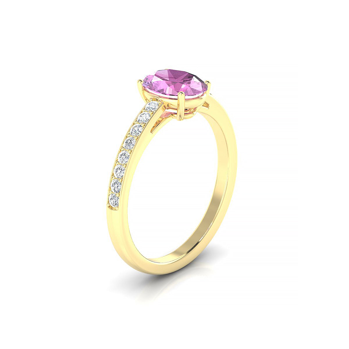 Promise | 18k Yellow Gold 8 x 6 mm Oval Pink Sapphire Ring