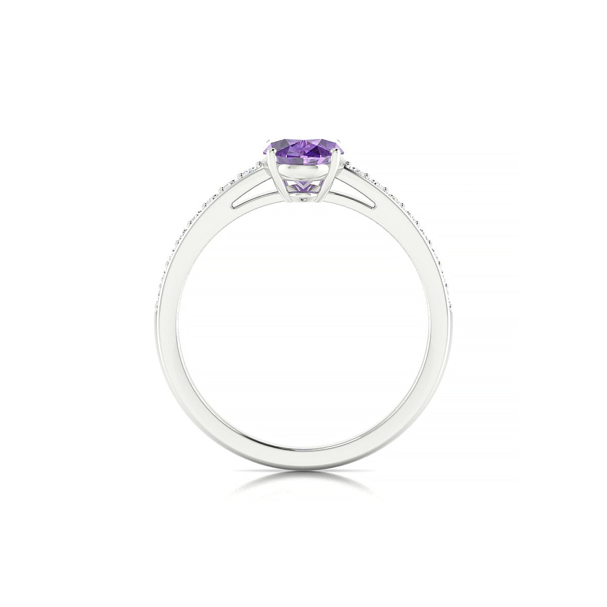 Promise | 18k White Gold 8 x 6 mm Oval Amethyst Ring