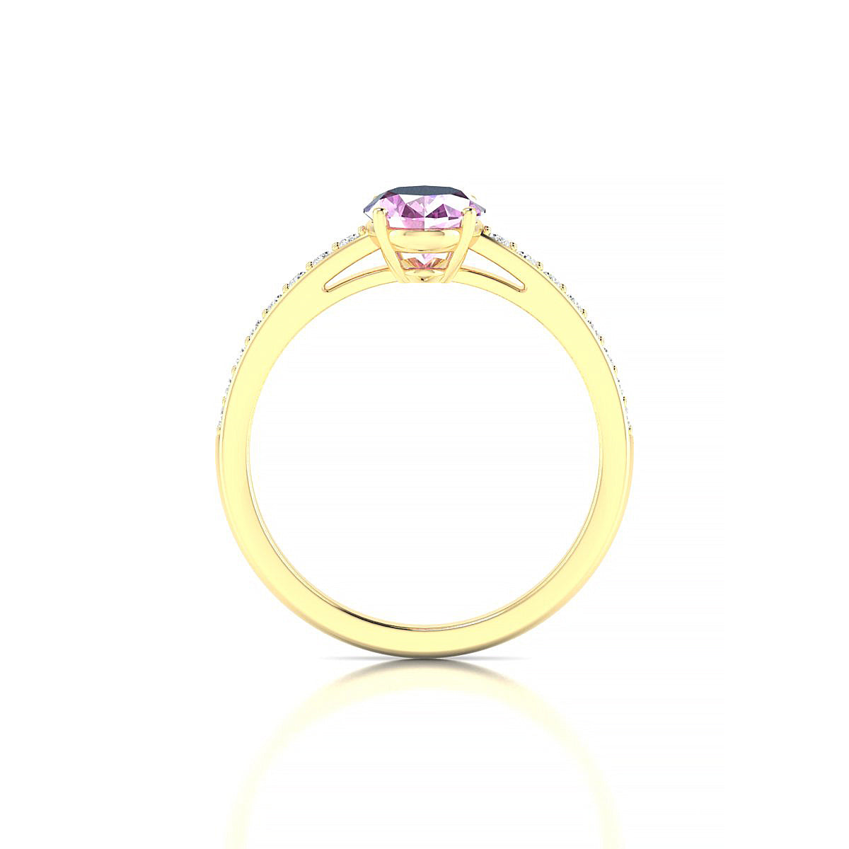 Promise | 18k Yellow Gold 8 x 6 mm Oval Pink Sapphire Ring