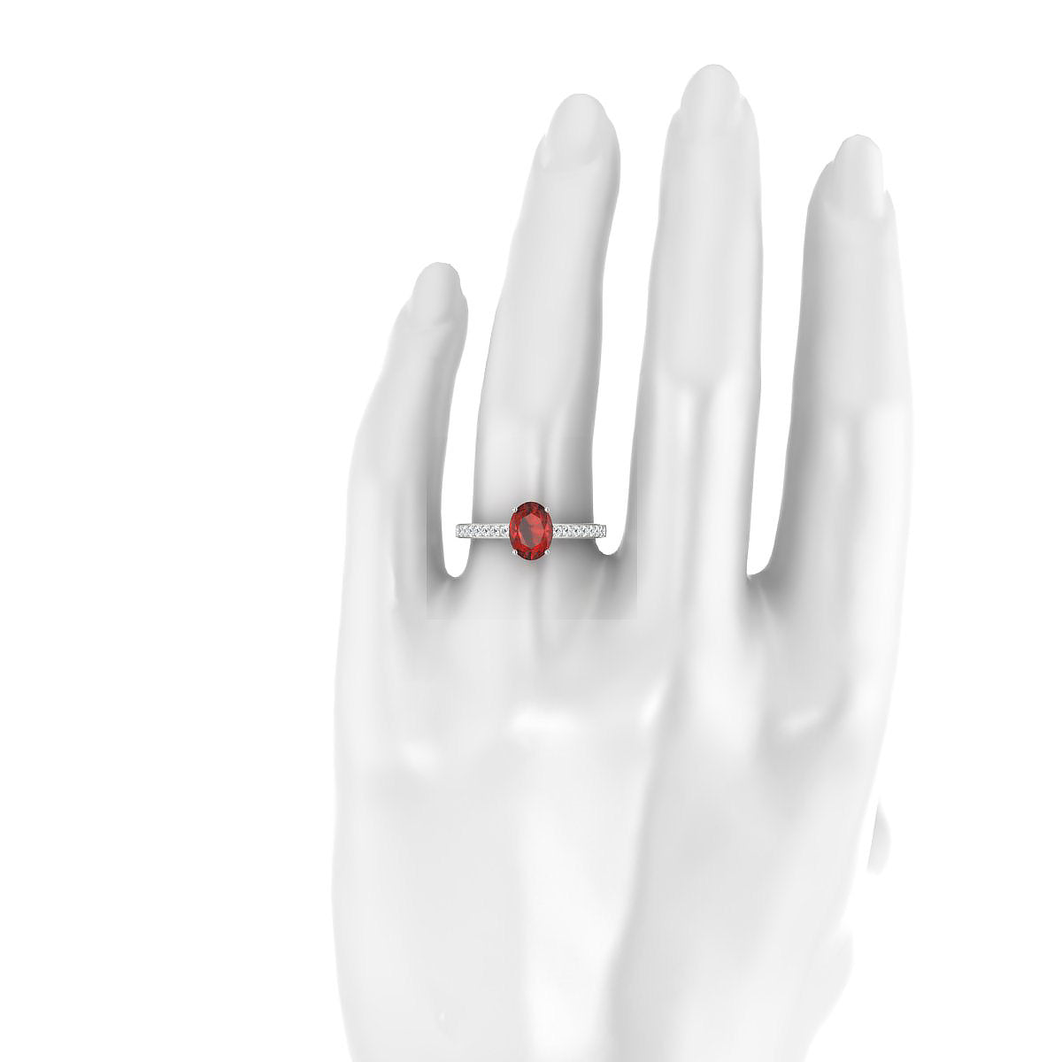 Promise | 18k White Gold 8 x 6 mm Oval Garnet Ring
