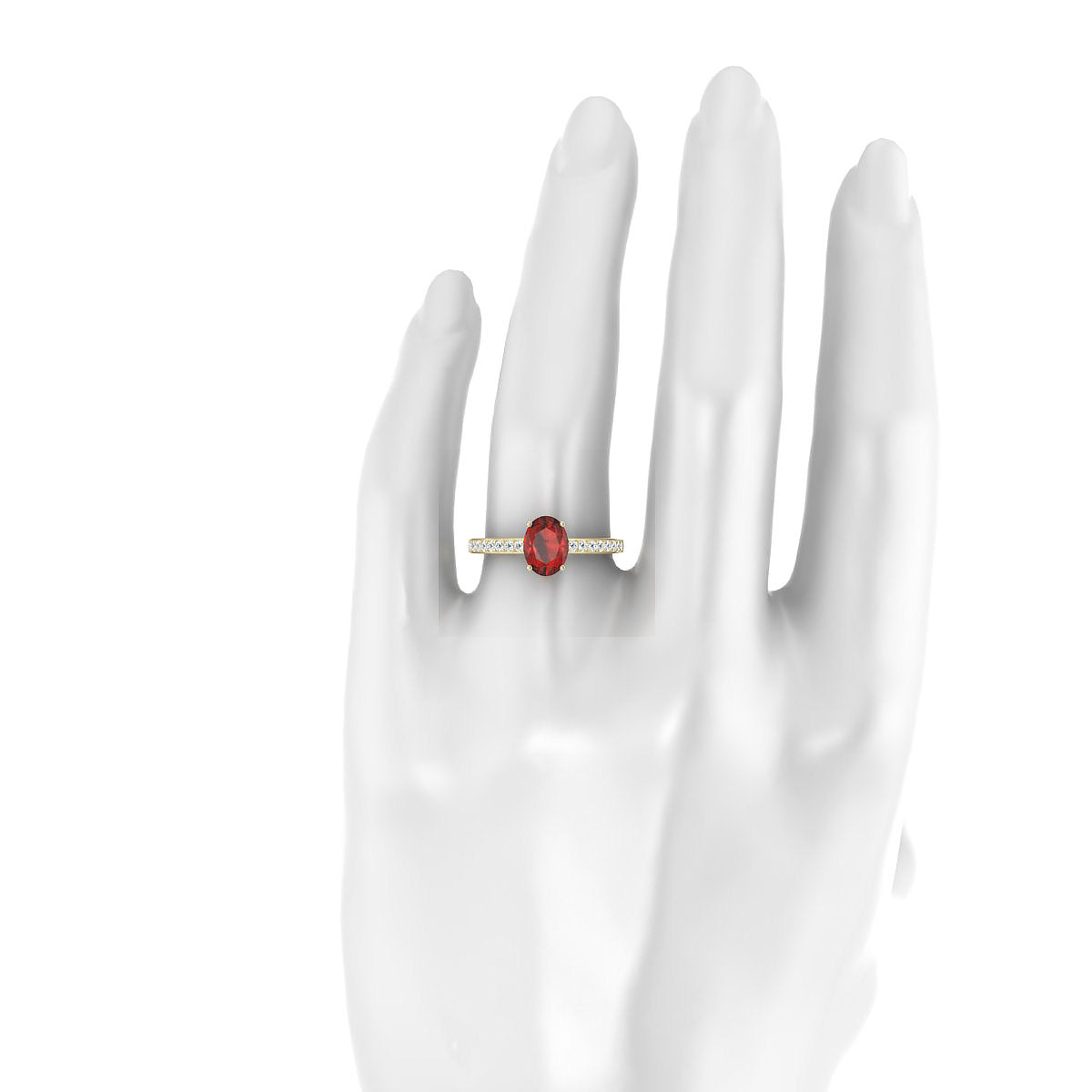 Promise | 18k Yellow Gold 8 x 6 mm Oval Garnet Ring