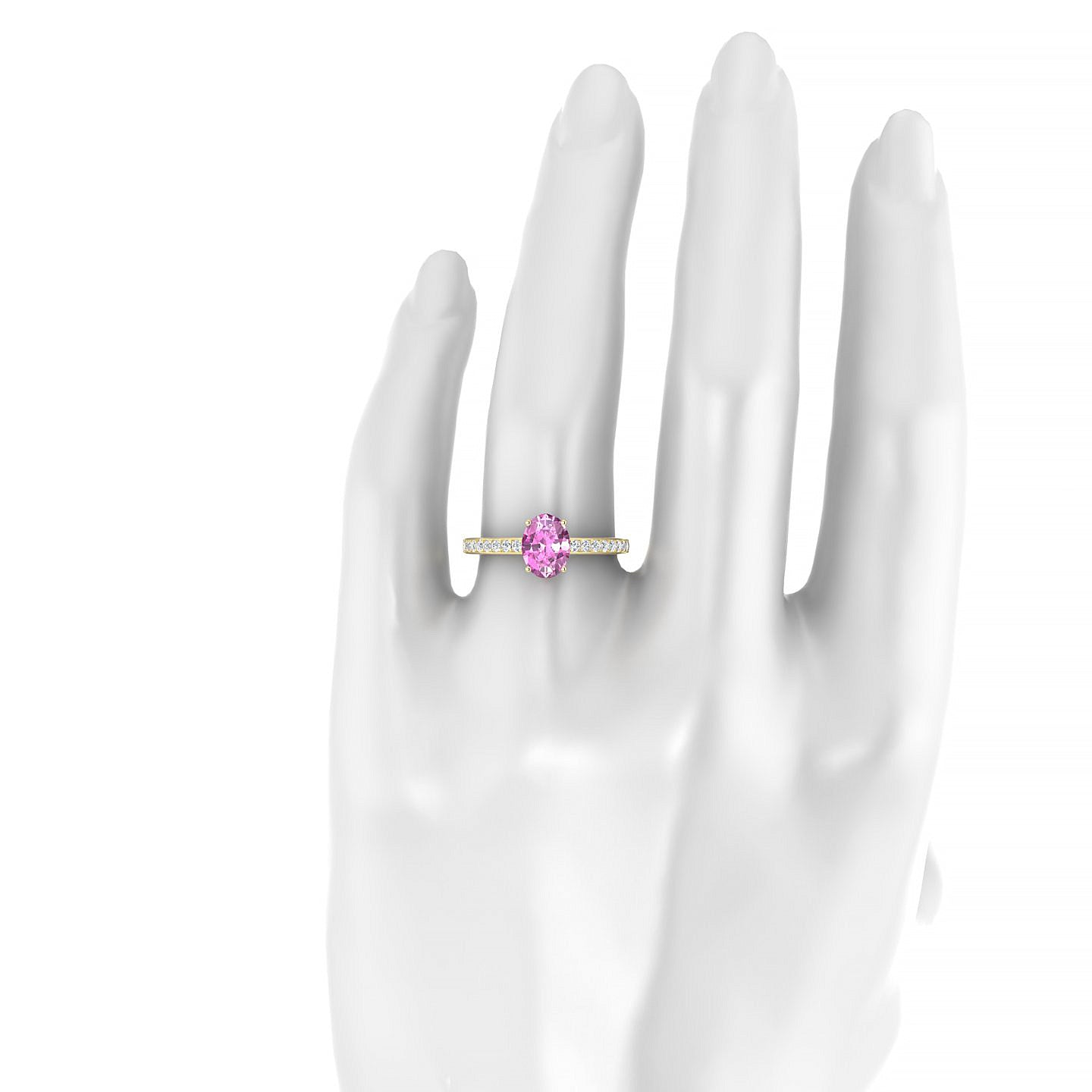 Promise | 18k Yellow Gold 8 x 6 mm Oval Pink Sapphire Ring