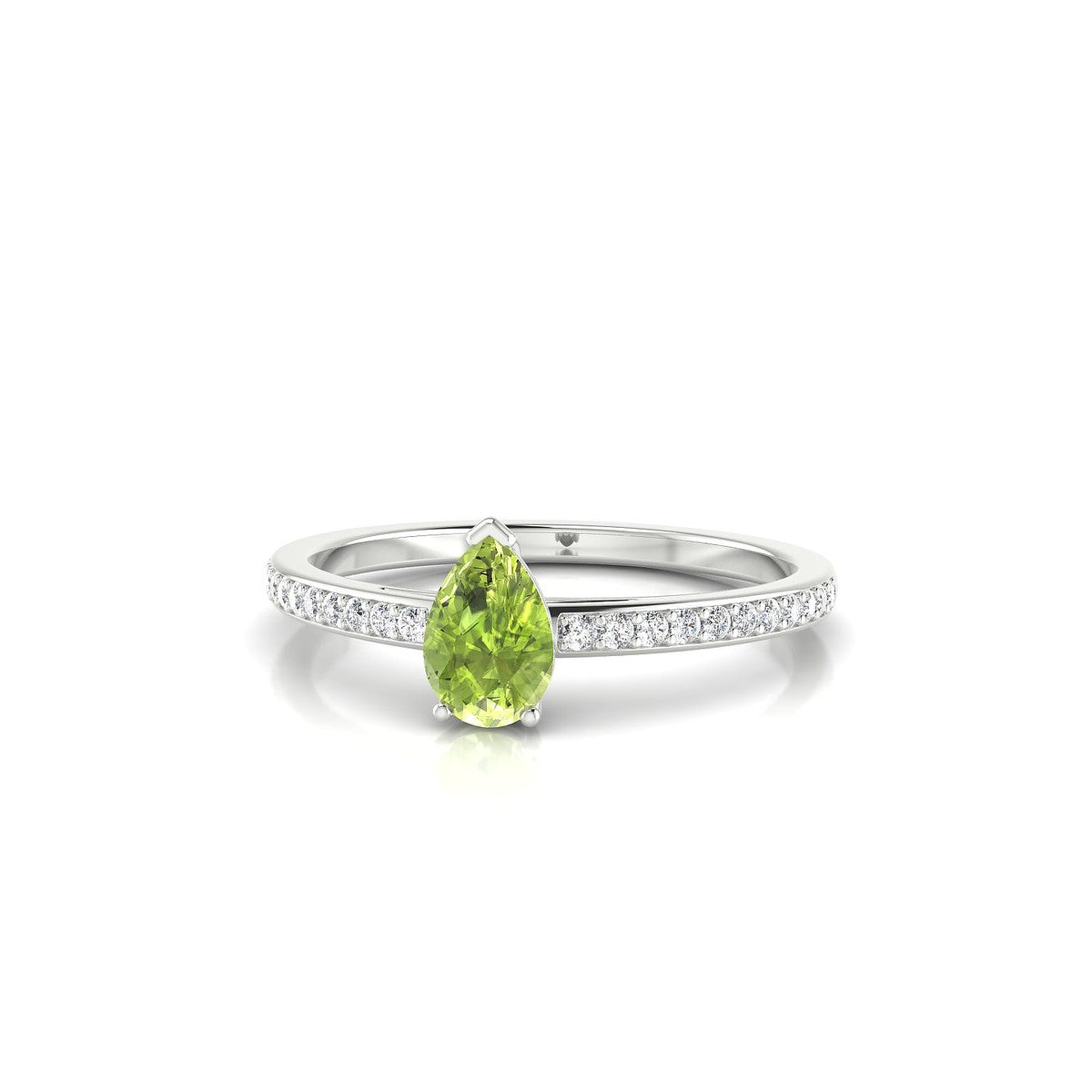 Promise | 18k White Gold 6 x 4 mm Pear Peridot Ring
