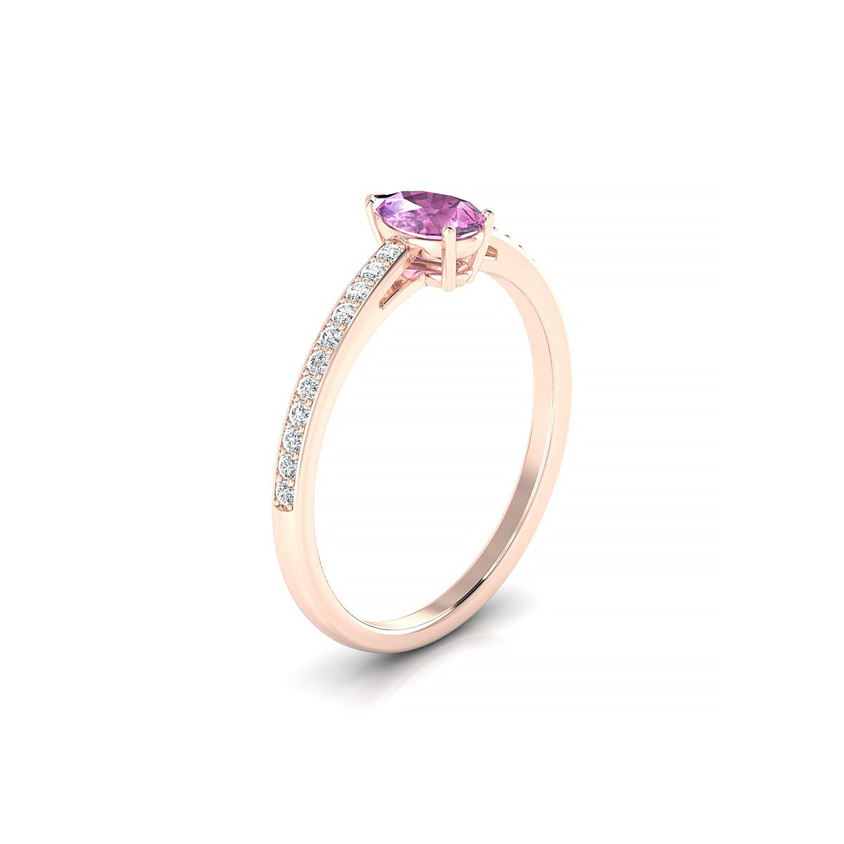 Promise | 18k Rose Gold 6 x 4 mm Pear Pink Sapphire Ring