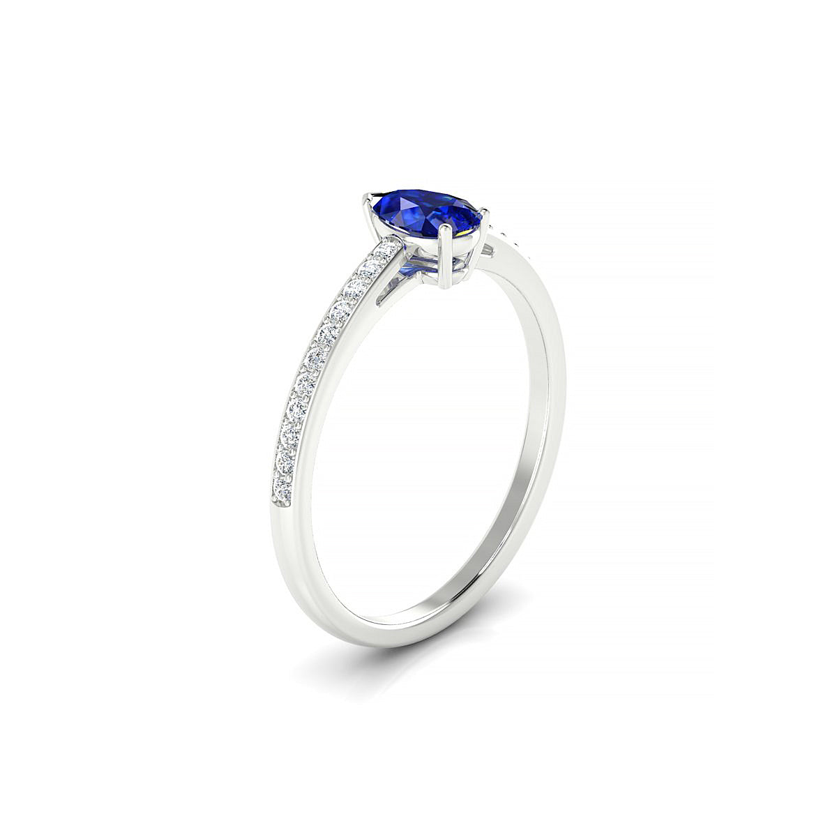 Promise | 18k White Gold 6 x 4 mm Pear Sapphire Ring