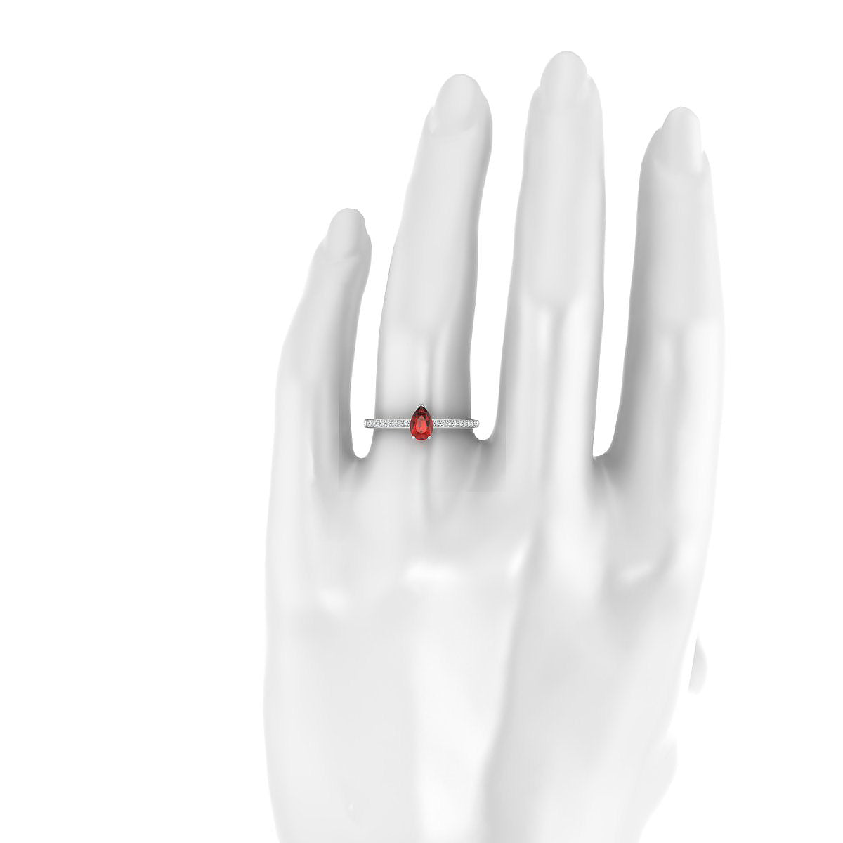 Promise | 18k White Gold 6 x 4 mm Pear Garnet Ring