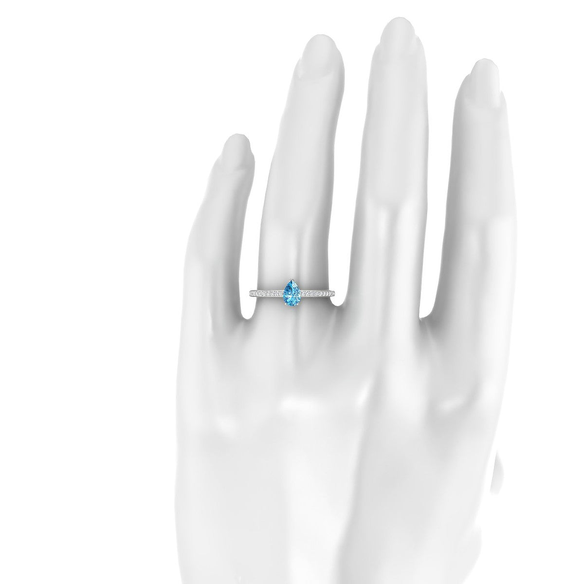 Promise | 18k White Gold 6 x 4 mm Pear Topaz Ring