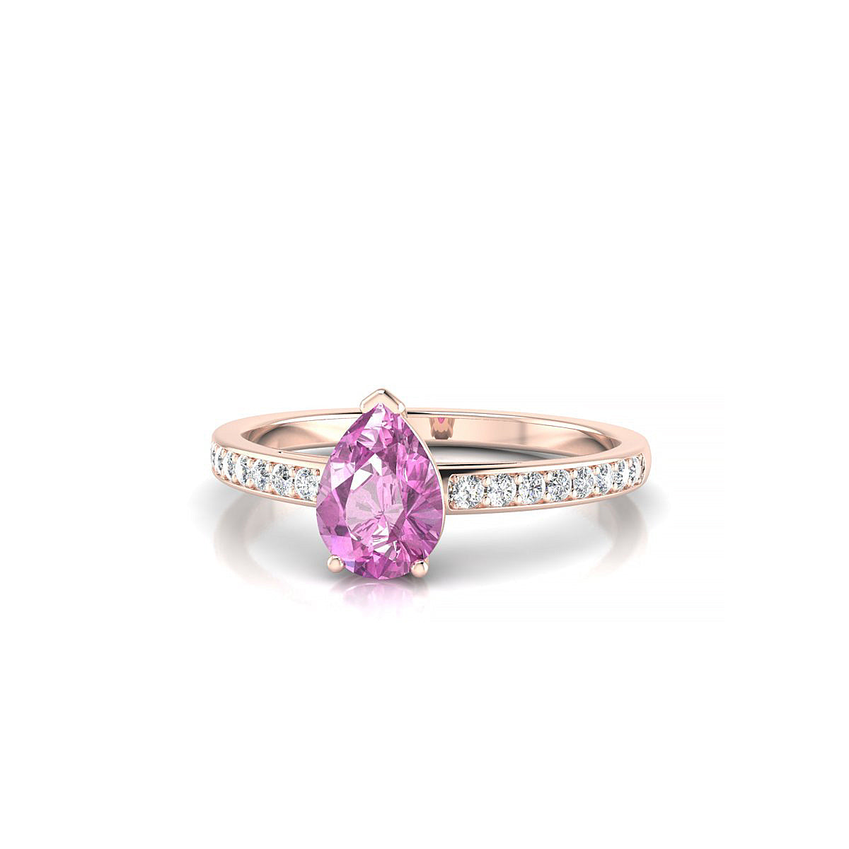 Promise | 18k Rose Gold 7 x 5 mm Pear Pink Sapphire Ring