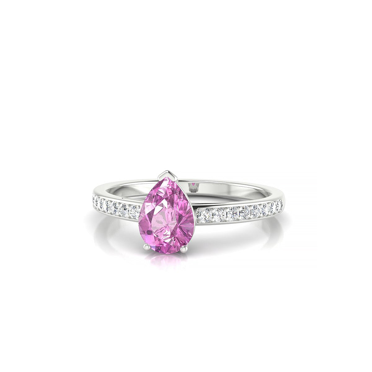 Promise | 18k White Gold 7 x 5 mm Pear Pink Sapphire Ring