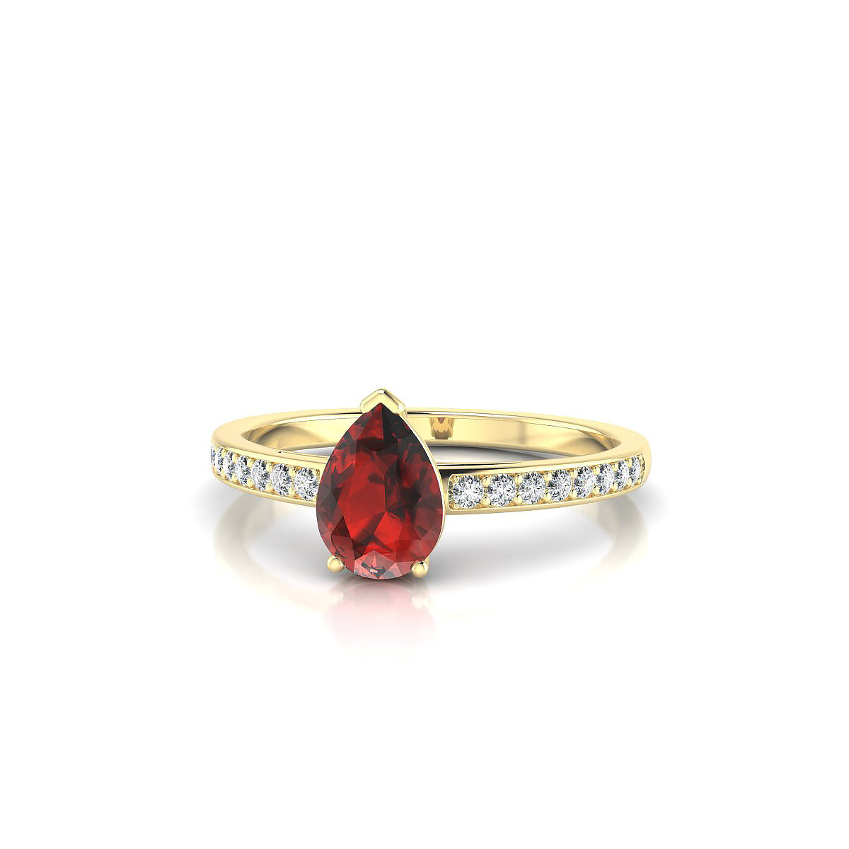 Promise | 18k Yellow Gold 7 x 5 mm Pear Garnet Ring