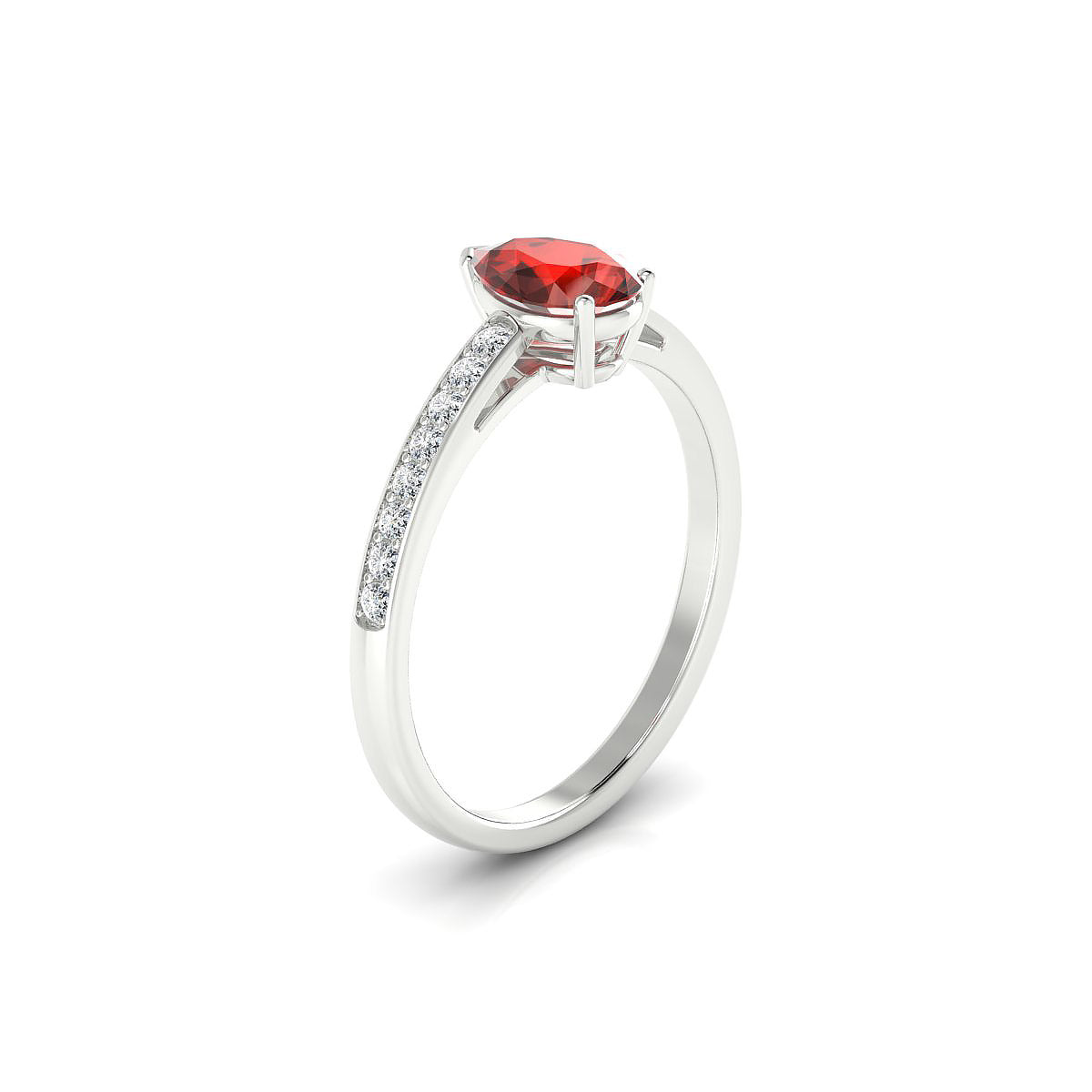Promise | 18k White Gold 7 x 5 mm Pear Garnet Ring