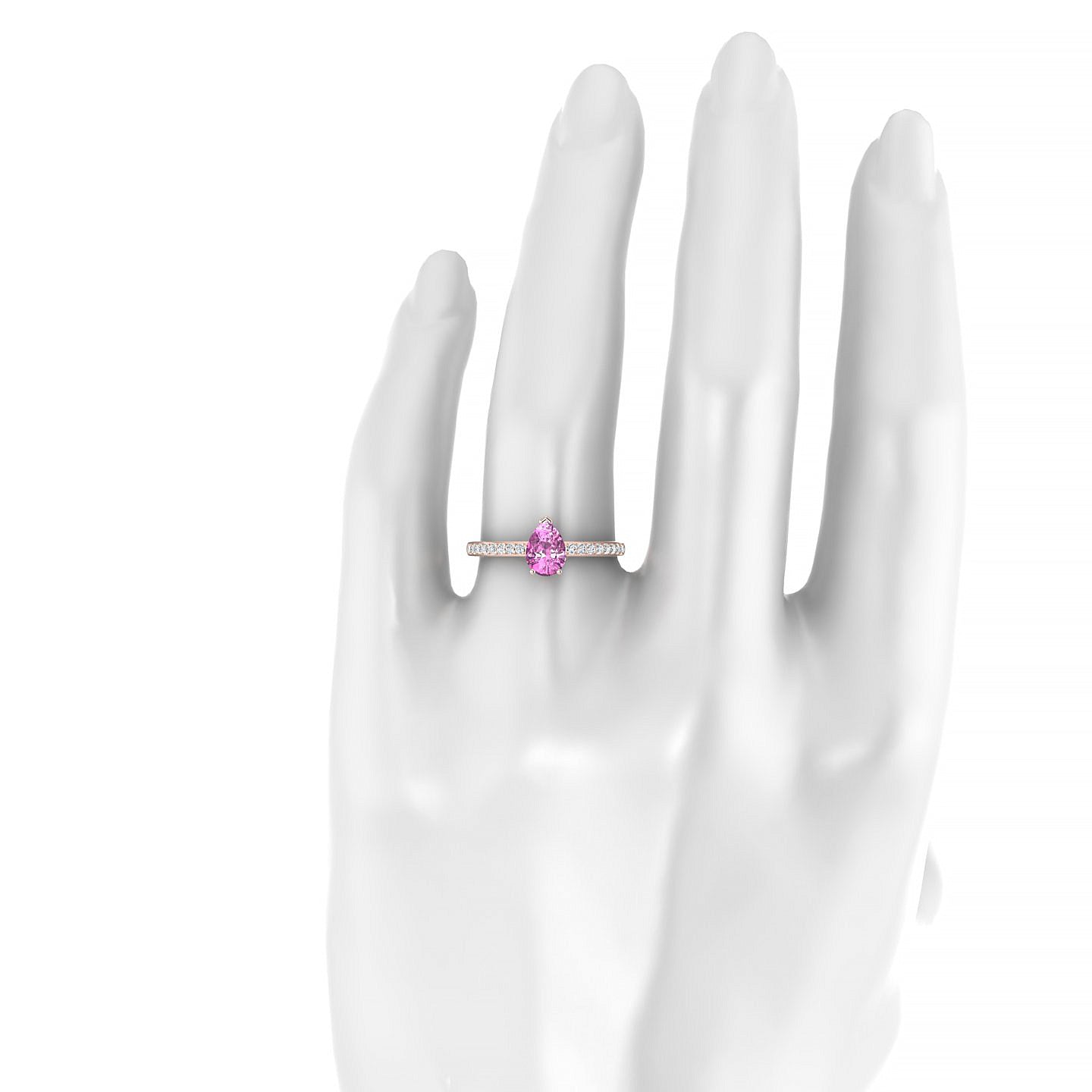 Promise | 18k Rose Gold 7 x 5 mm Pear Pink Sapphire Ring