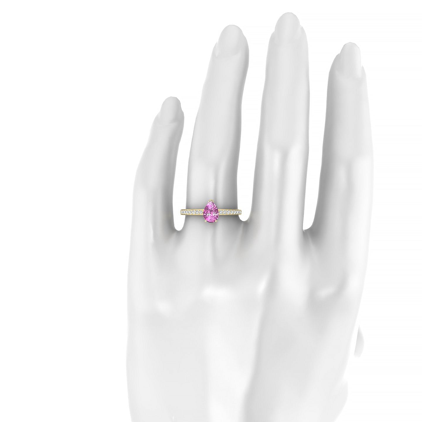 Promise | 18k Yellow Gold 7 x 5 mm Pear Pink Sapphire Ring