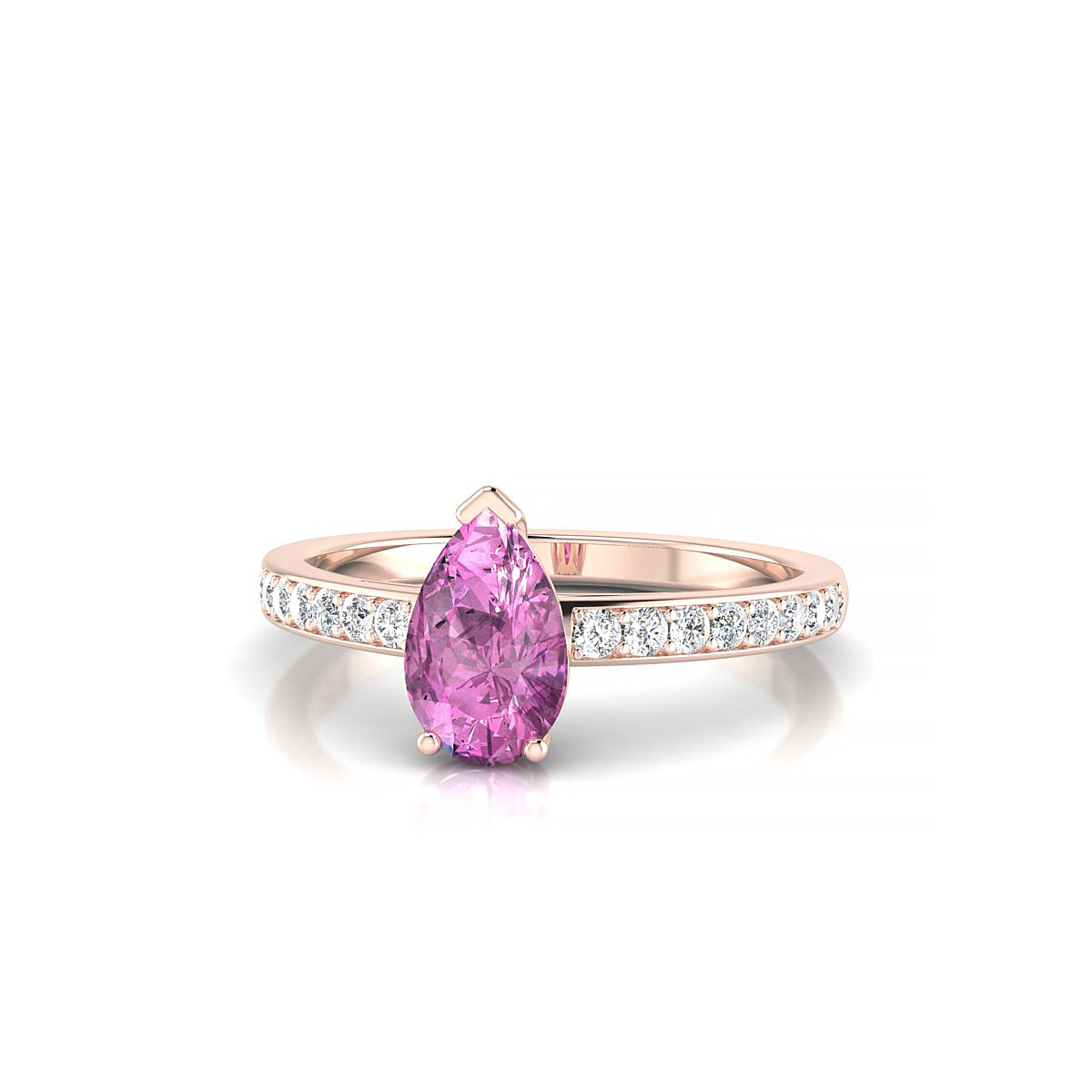 Promise | 18k Rose Gold 8 x 6 mm Pear Pink Sapphire Ring