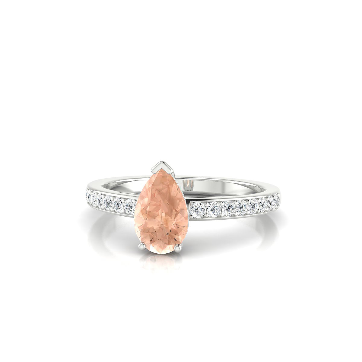 Promise | 18k White Gold 8 x 6 mm Pear Morganite Ring