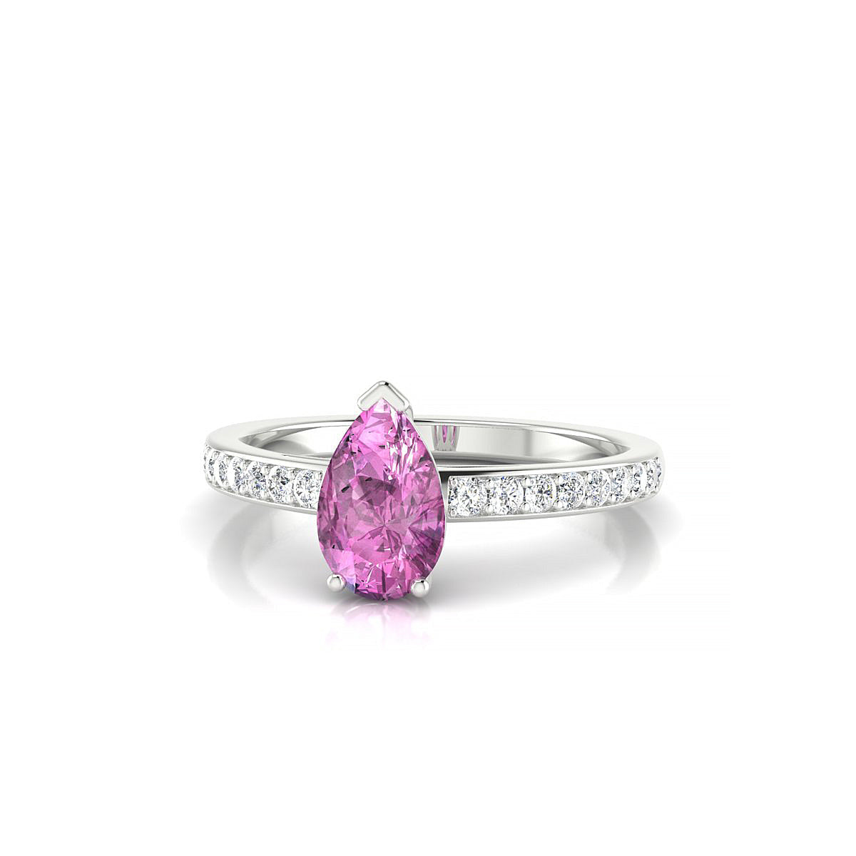 Promise | 18k White Gold 8 x 6 mm Pear Pink Sapphire Ring