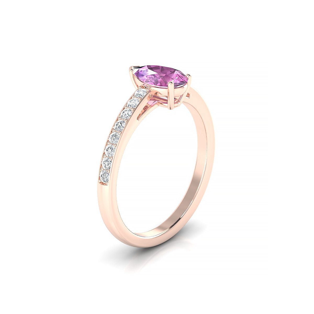 Promise | 18k Rose Gold 8 x 6 mm Pear Pink Sapphire Ring