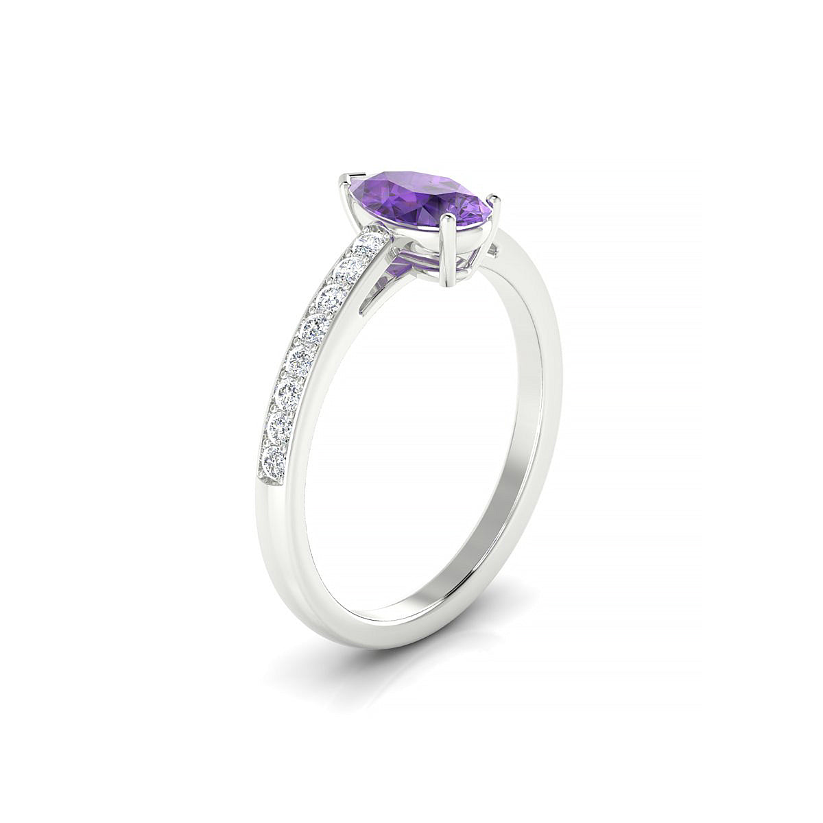 Promise | 18k White Gold 8 x 6 mm Pear Amethyst Ring