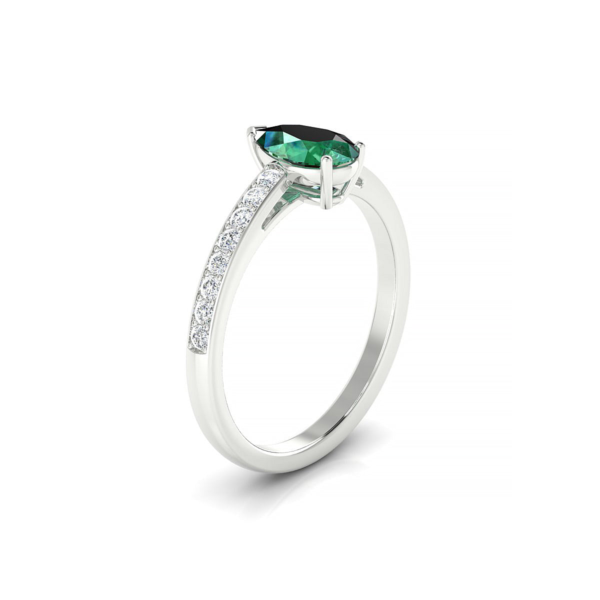 Promise | 18k White Gold 8 x 6 mm Pear Emerald Ring