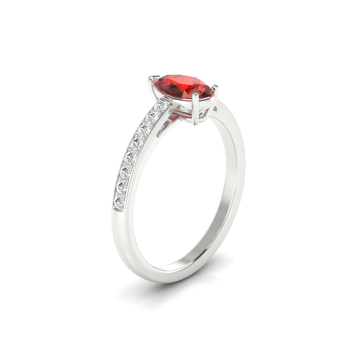 Promise | 18k White Gold 8 x 6 mm Pear Garnet Ring