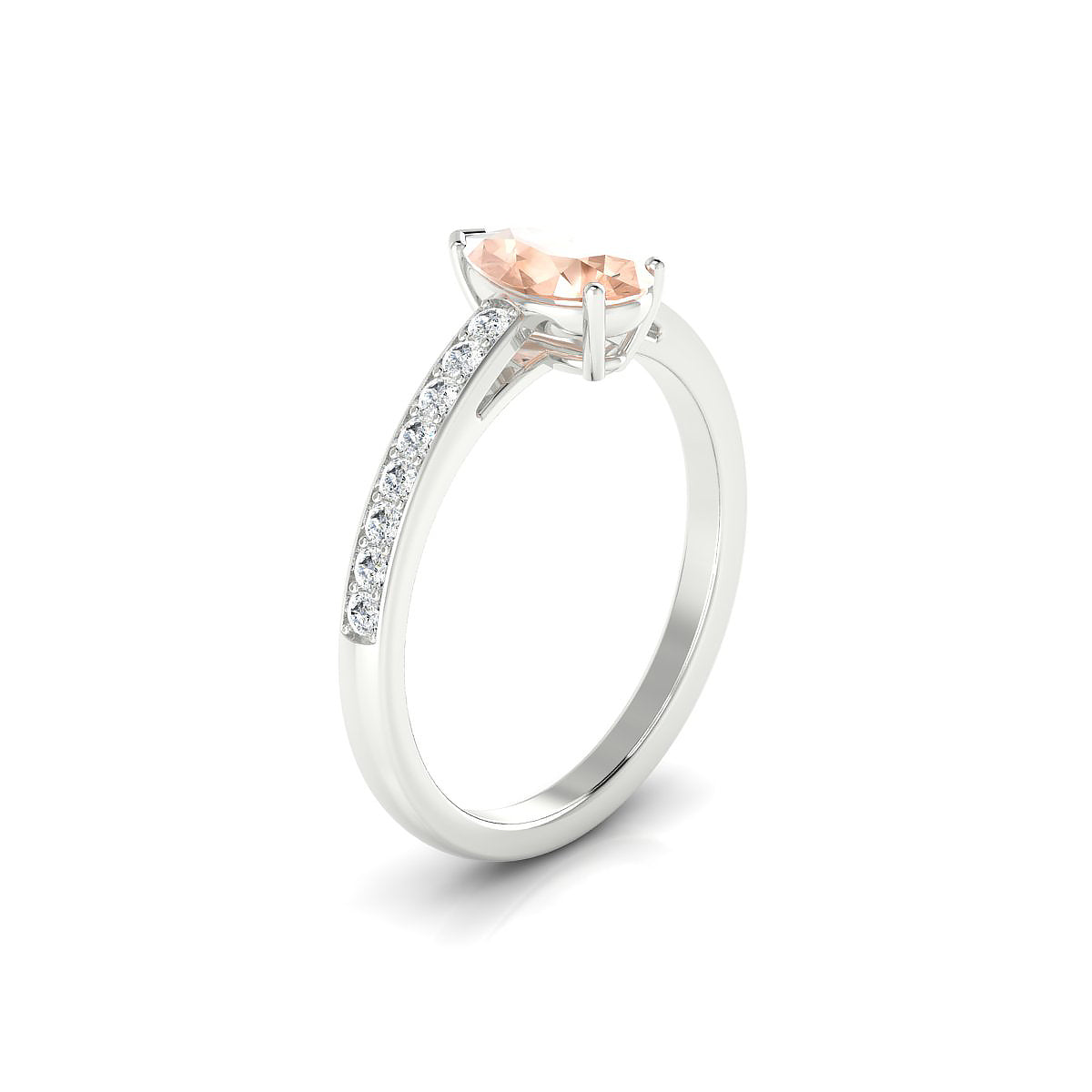 Promise | 18k White Gold 8 x 6 mm Pear Morganite Ring