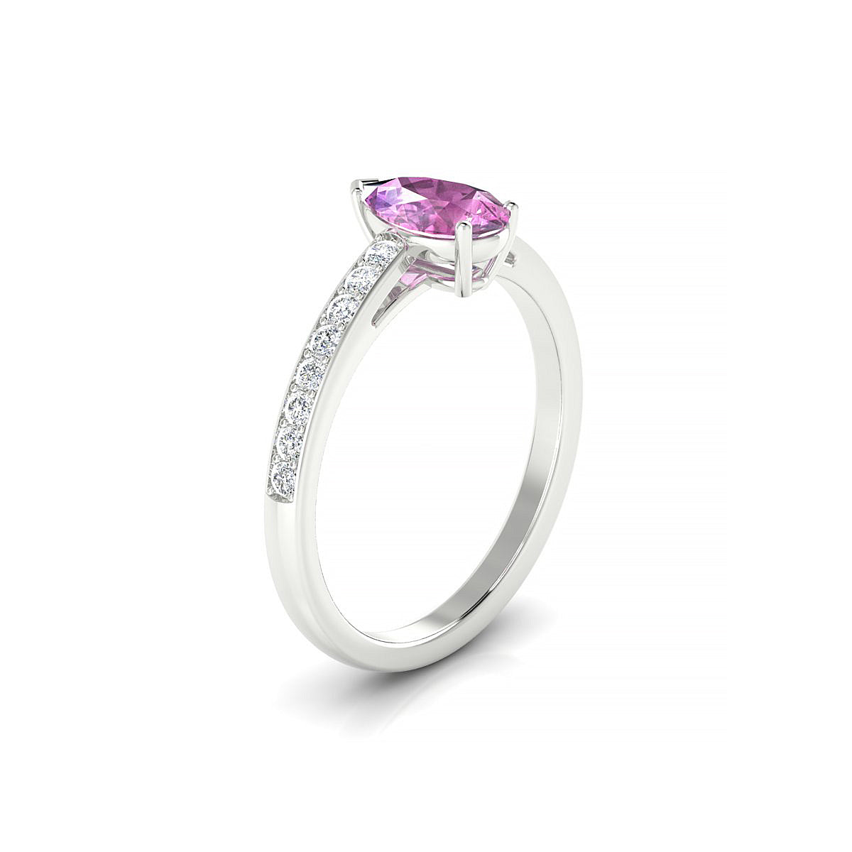 Promise | 18k White Gold 8 x 6 mm Pear Pink Sapphire Ring