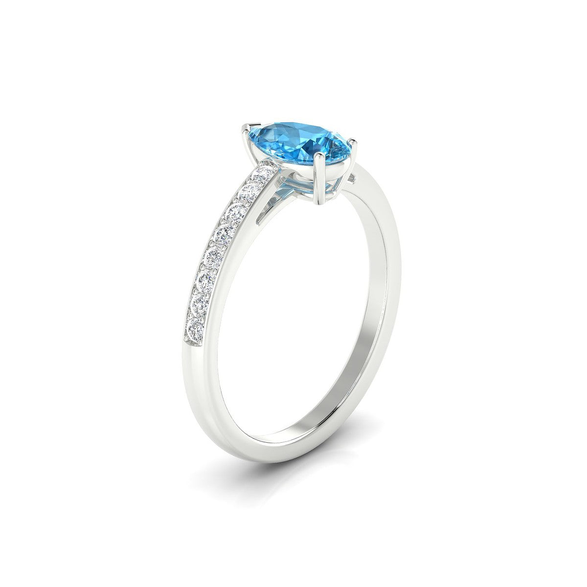 Promise | 18k White Gold 8 x 6 mm Pear Topaz Ring