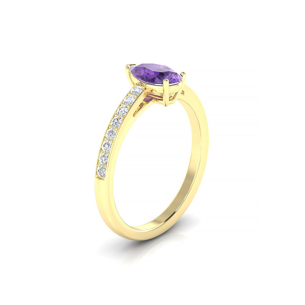 Promise | 18k Yellow Gold 8 x 6 mm Pear Amethyst Ring