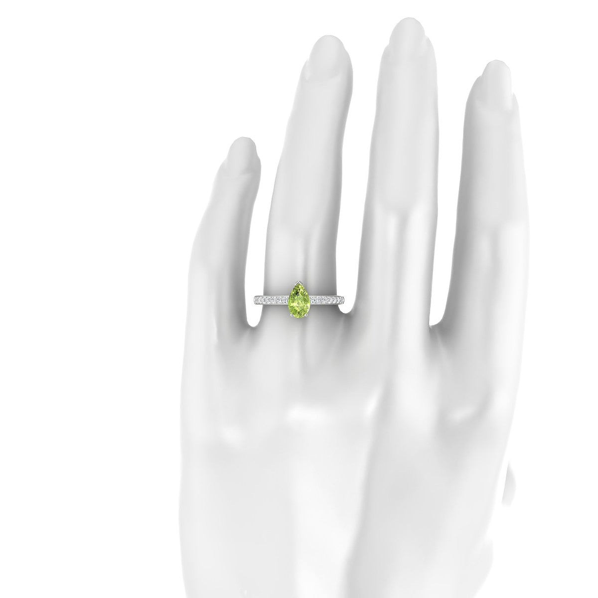 Promise | 18k White Gold 8 x 6 mm Pear Peridot Ring