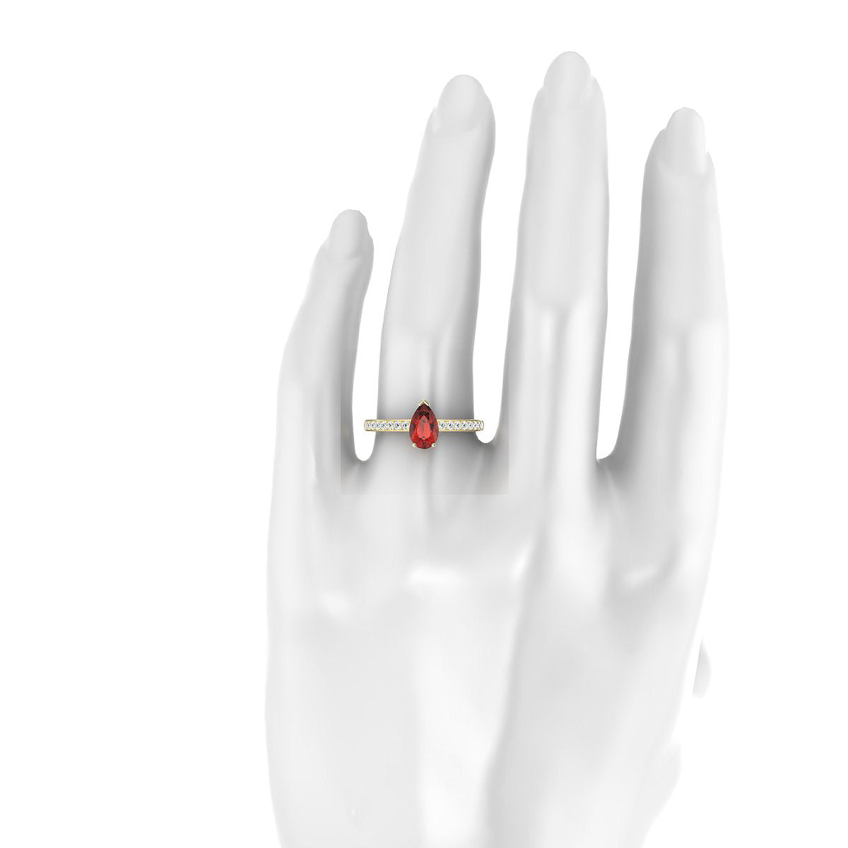 Promise | 18k Yellow Gold 8 x 6 mm Pear Garnet Ring