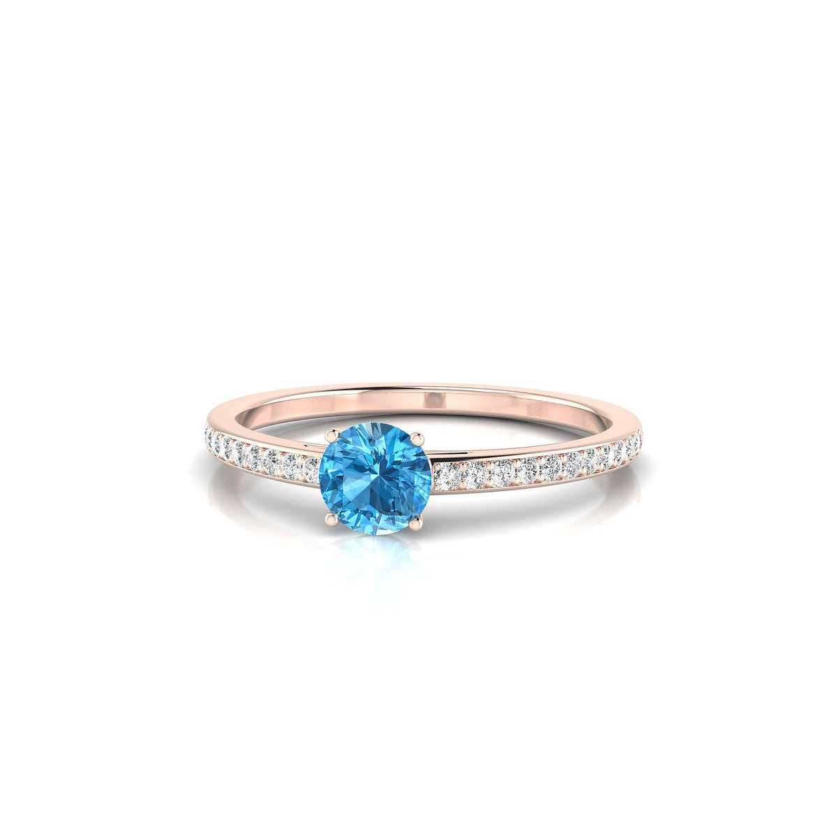 Promise | 18k Rose Gold 4.5 mm Round Topaz Ring
