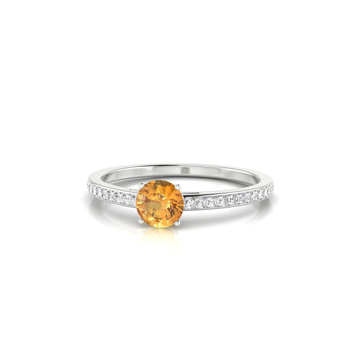 Promise | 18k White Gold 4.5 mm Round Citrine Ring
