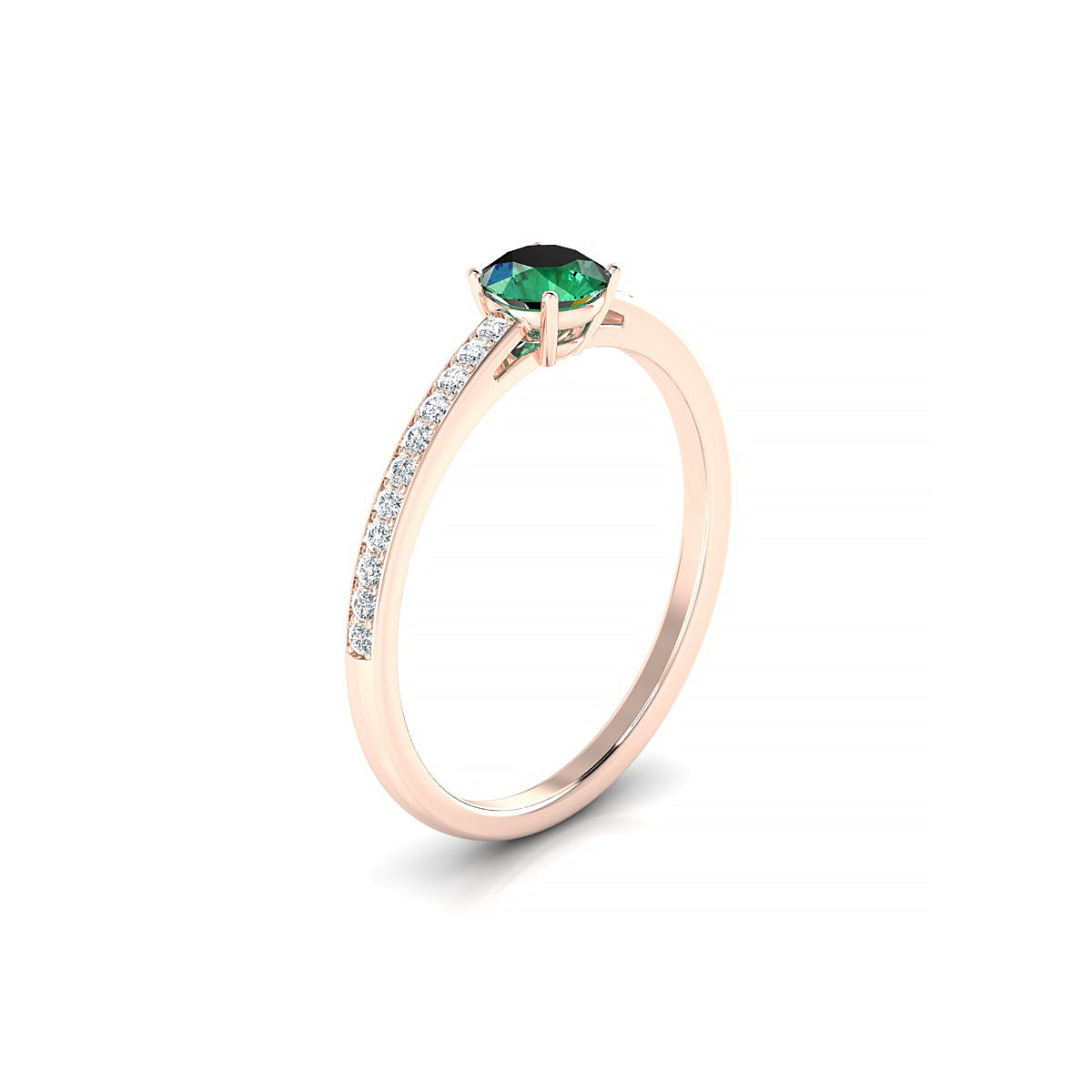 Promise | 18k Rose Gold 4.5 mm Round Emerald Ring