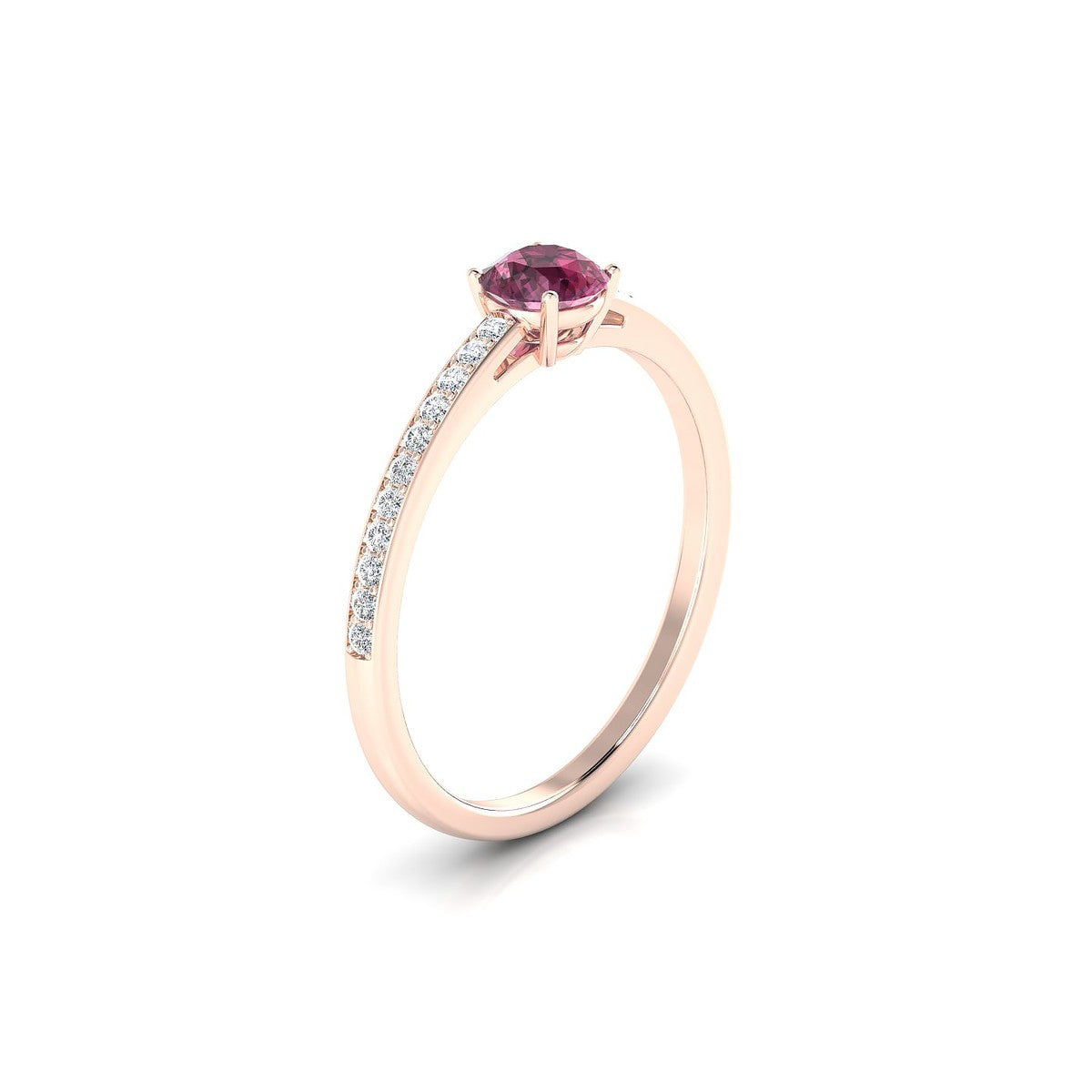 Promise | 18k Rose Gold 4.5 mm Round Rhodolite Ring