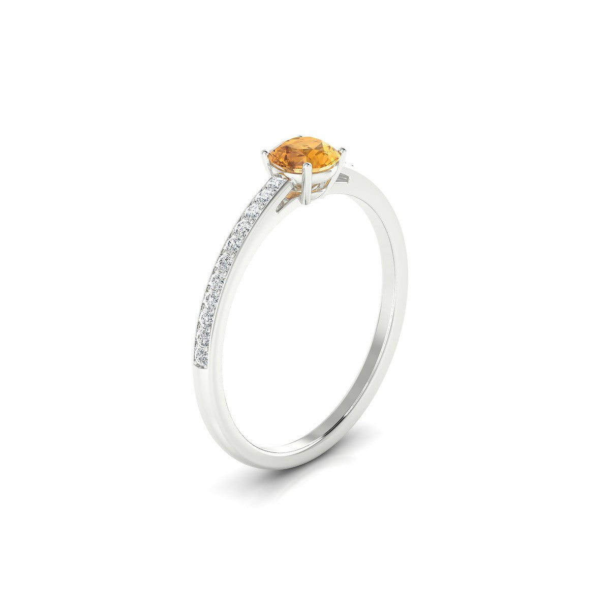 Promise | 18k White Gold 4.5 mm Round Citrine Ring