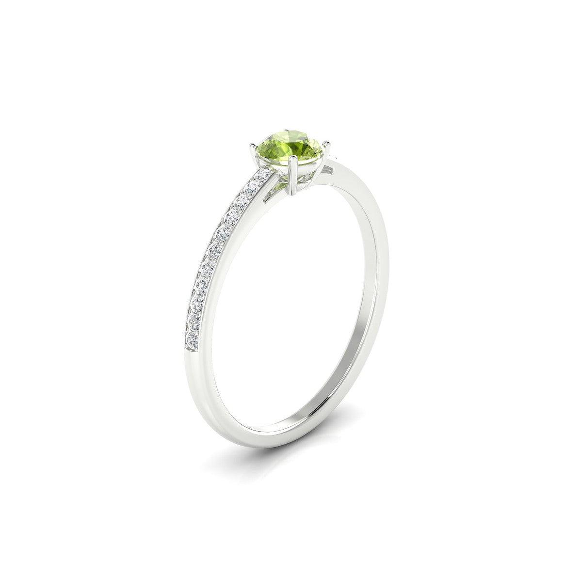 Promise | 18k White Gold 4.5 mm Round Peridot Ring