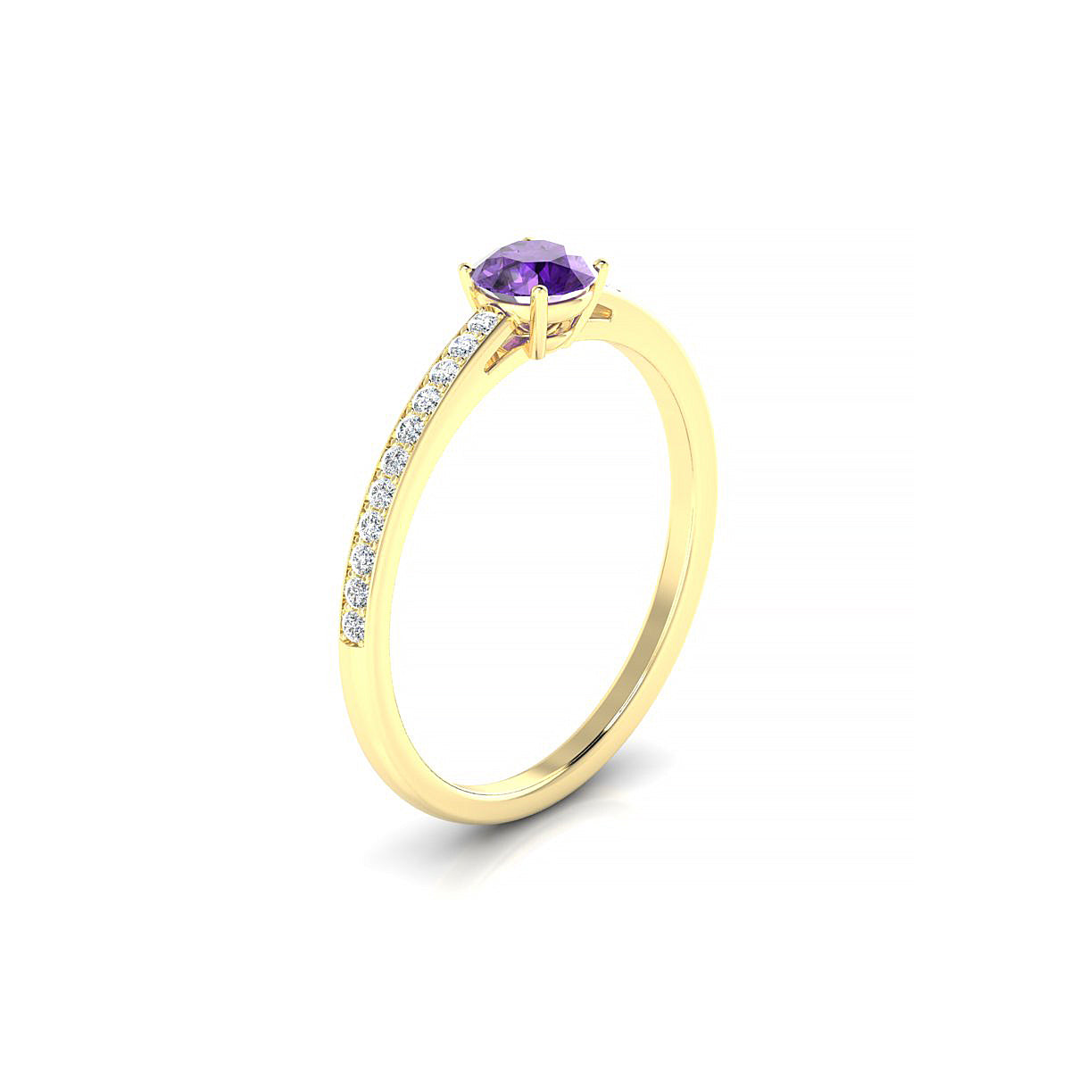 Promise | 18k Yellow Gold 4.5 mm Round Amethyst Ring
