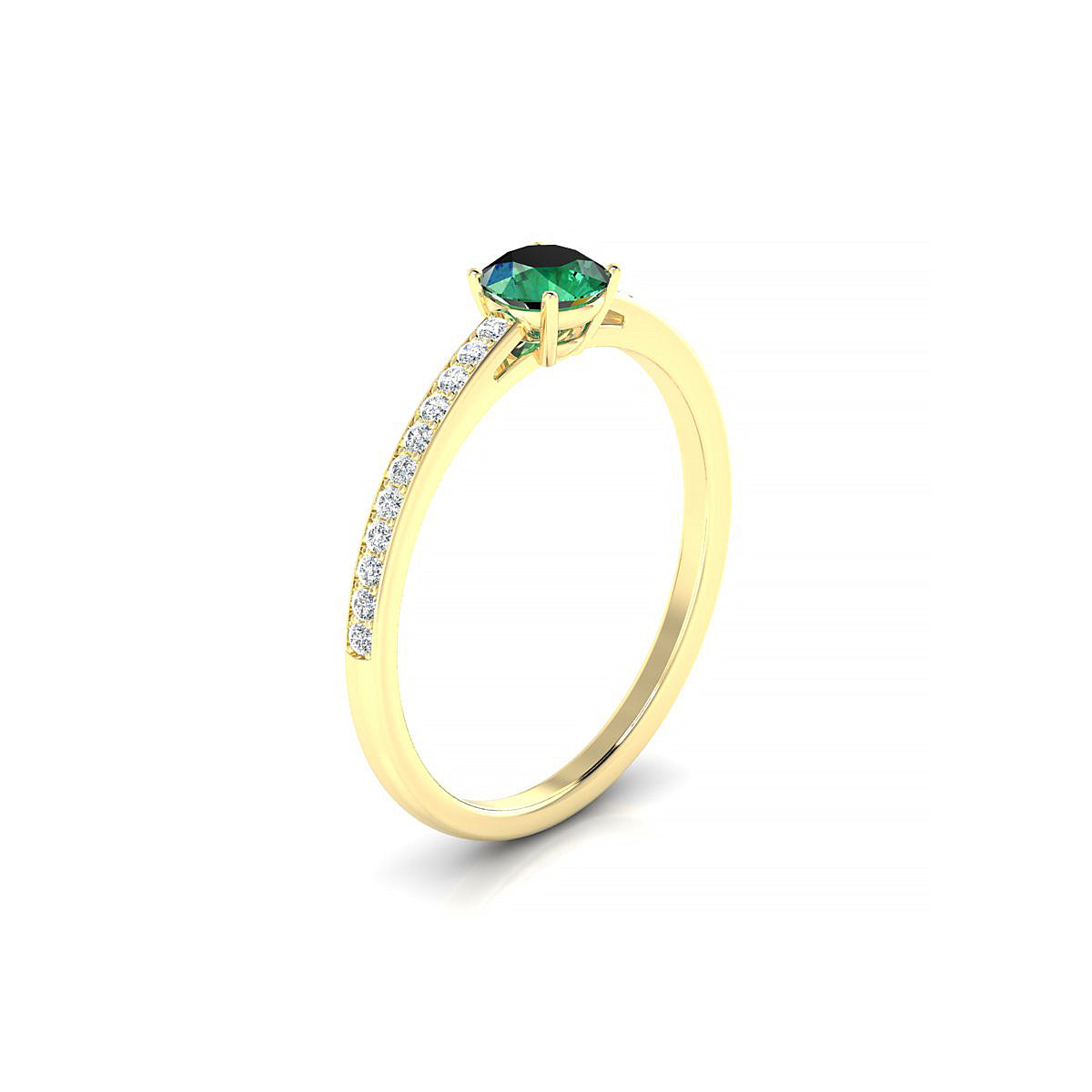 Promise | 18k Yellow Gold 4.5 mm Round Emerald Ring