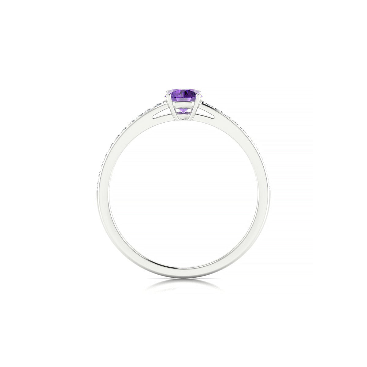 Promise | 18k White Gold 4.5 mm Round Amethyst Ring